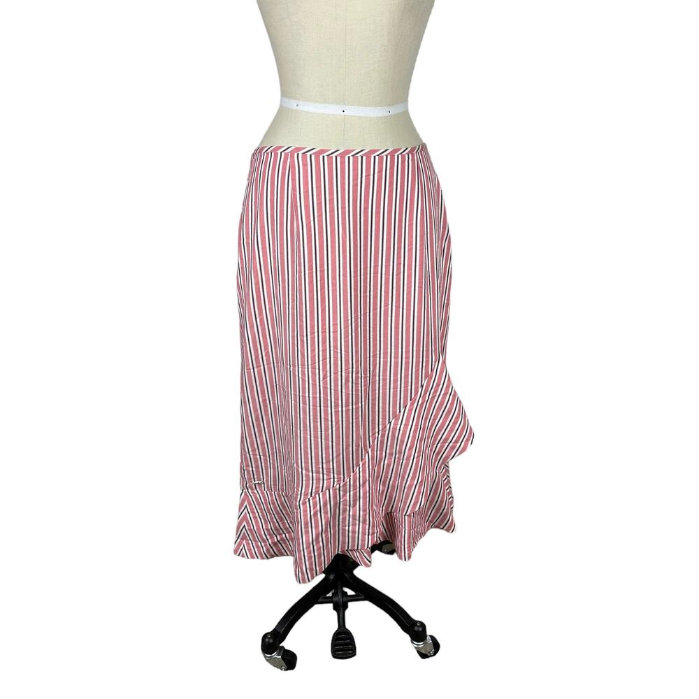 TED BAKER Coryn Layered Striped Midi Skirt‎ Red White TB 4 US 12 NWT Preppy